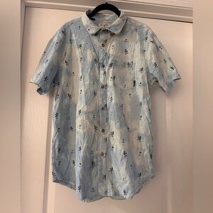 Billabong blue acid wash palm tee print shirt size large